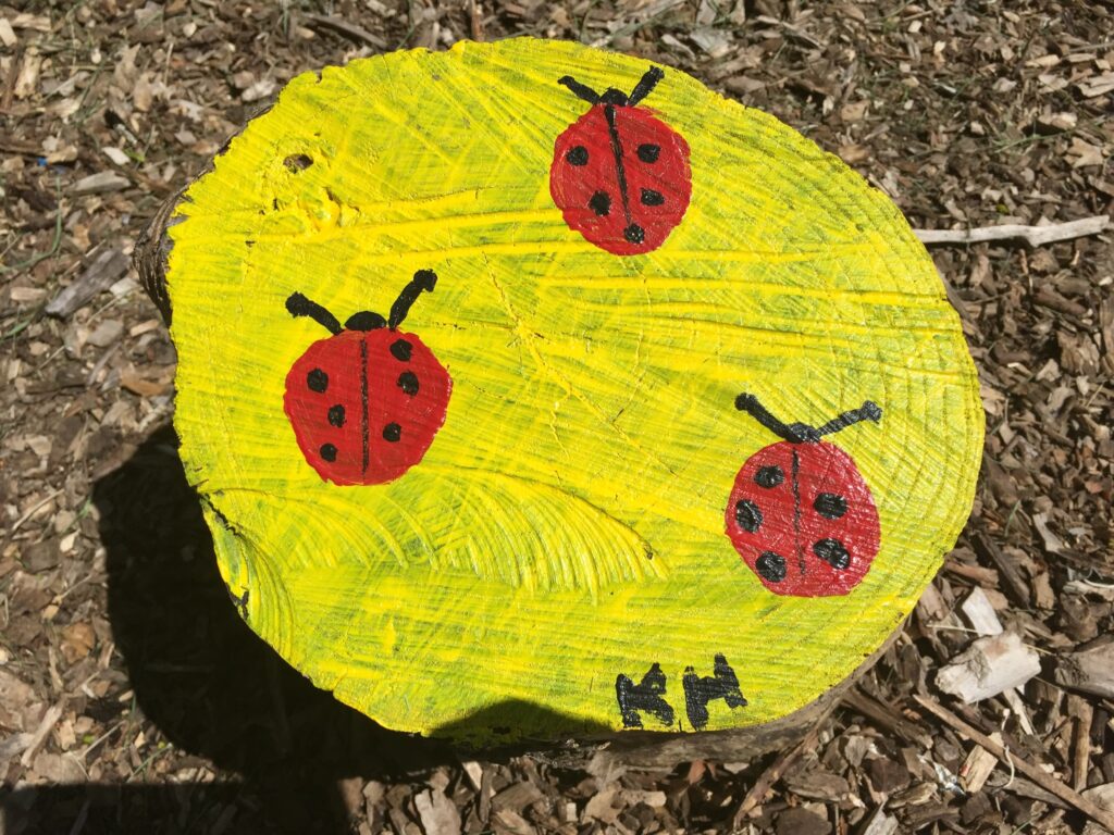 ...and sometimes it looks like lady bugs. Art teacher at Shaw has done a fabulous job with embracing the garden and incorporating it into her art curriculum.