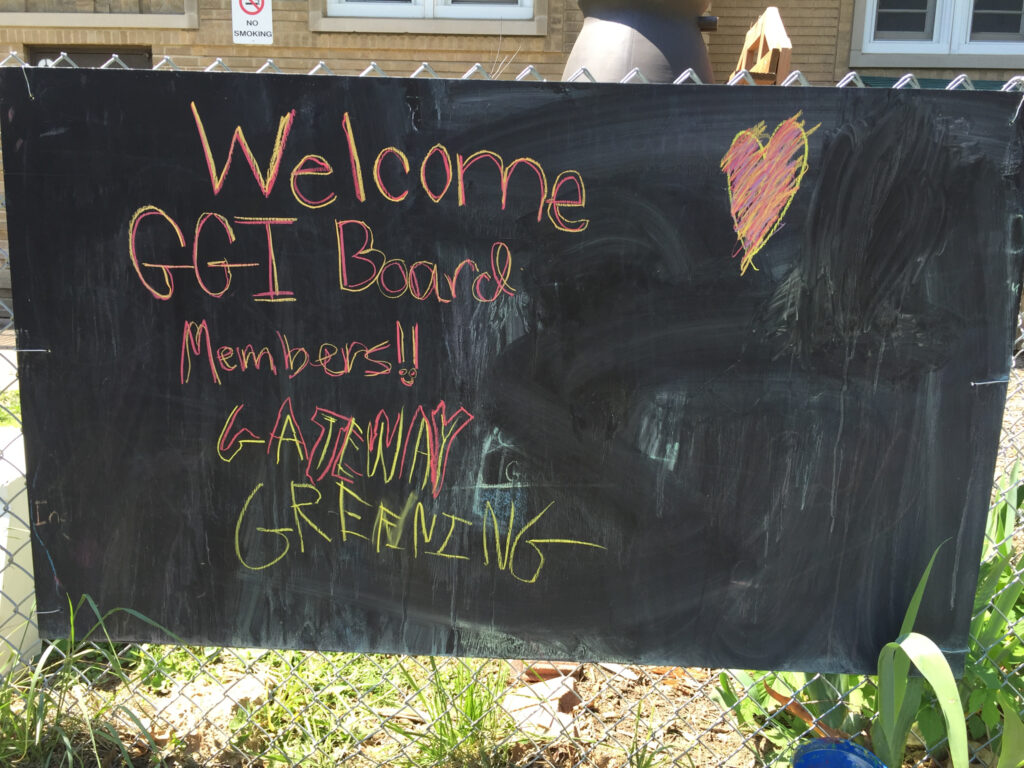 A little note from students found on the garden's chalkboard.