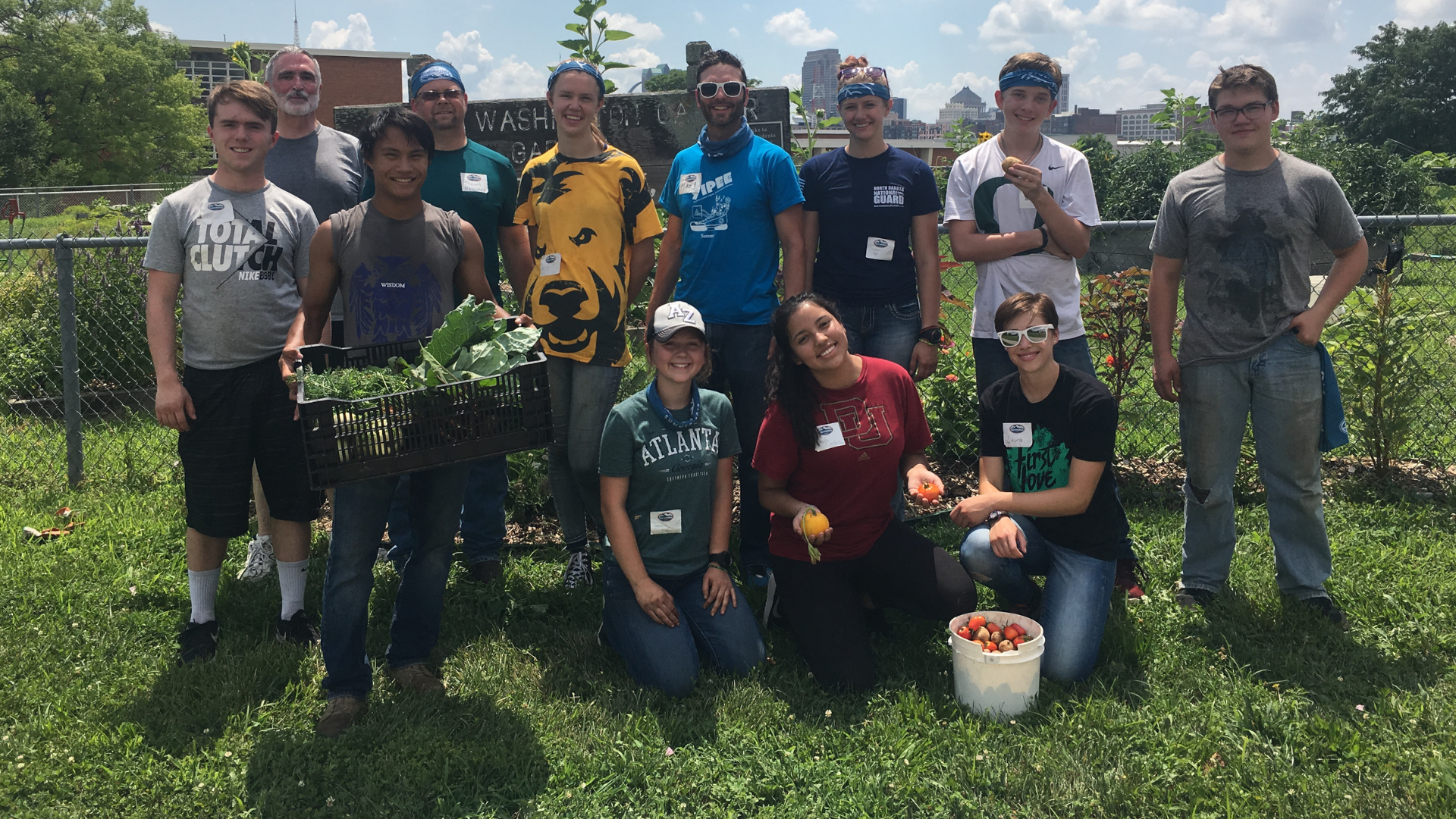 Volunteer group in a garden